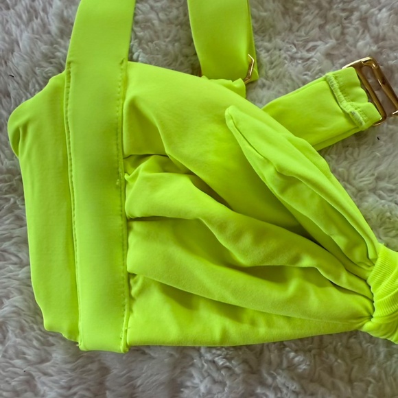 Bahimi Neon Yellow Bikini Top SMALL bow detail brand new without tags - Picture 4 of 6